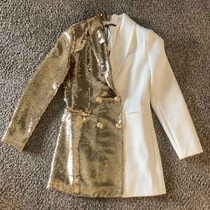 NEW NEVER WORN!! Gold Sequence & Off White Blazer